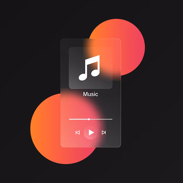 Uma interface de um player de música simples em Glassmorphism
